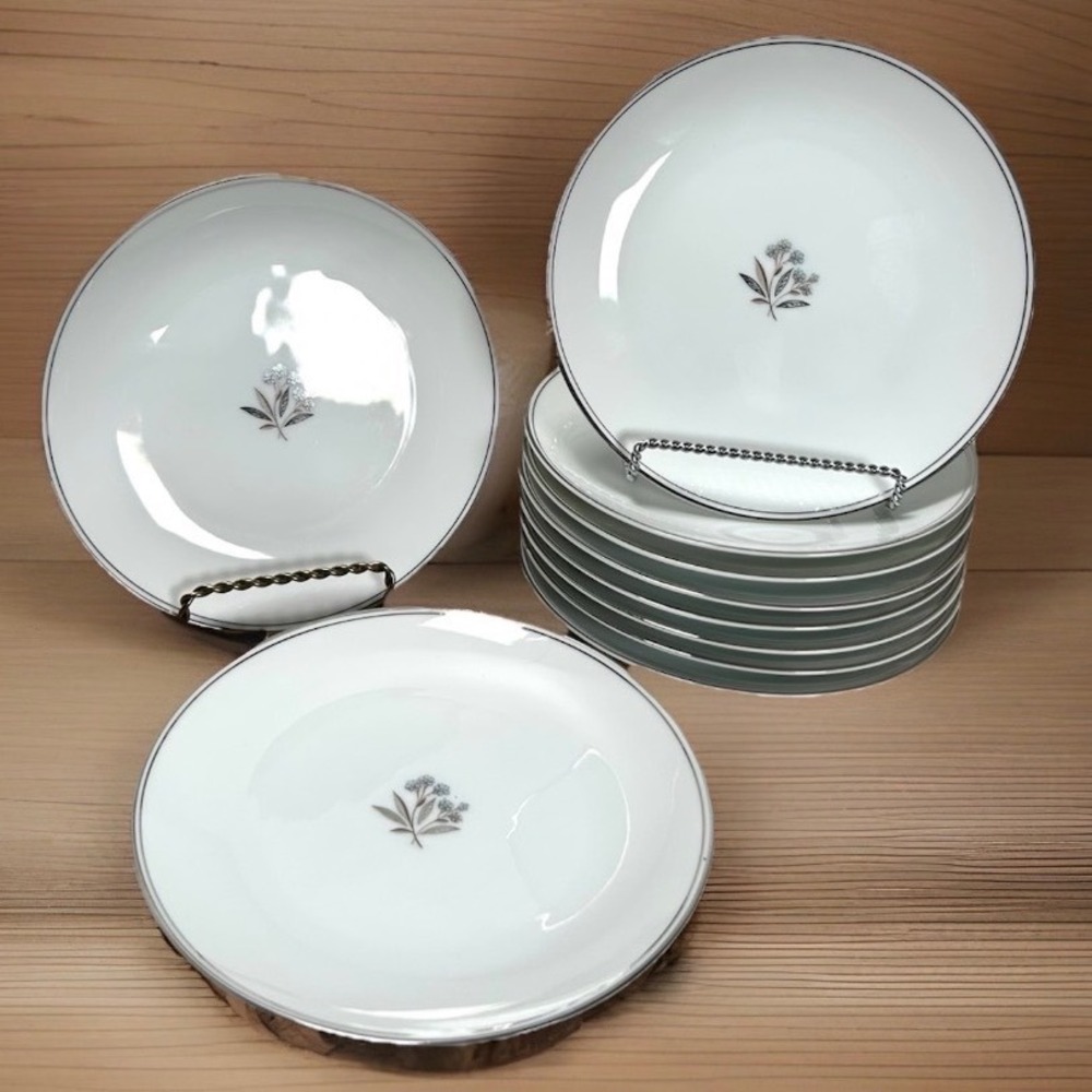 Noritake China Bessie 5788 Bread and Butter Plates White Floral Japan Set of 10